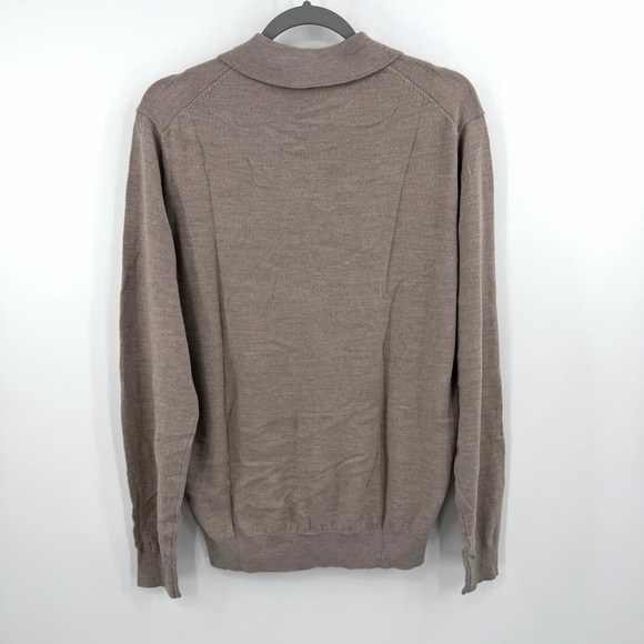 Collars & Co Bellagio Buttonless Long Sleeve Merino Wool Polo Sweater Size L - Picture 6 of 6